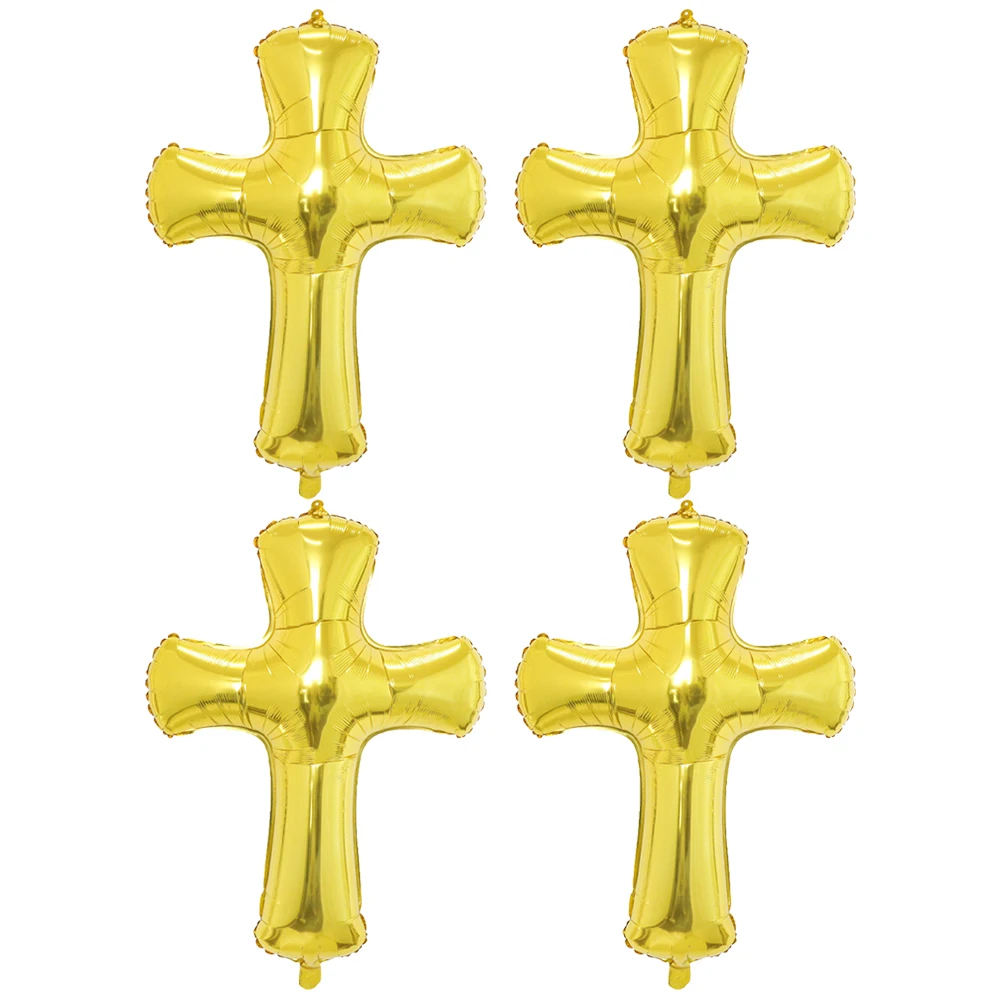 

4pcs Gold Cross Balloons Aluminum Foil Kids Baptism Christening First Communion Birthday Celebrations