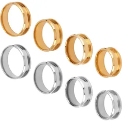8pcs Grooved Finger Ring Stainless Steel Ring Core Blank Metal Blank Rings Wide Round DIY Finger Ring High Polished Metal Rings