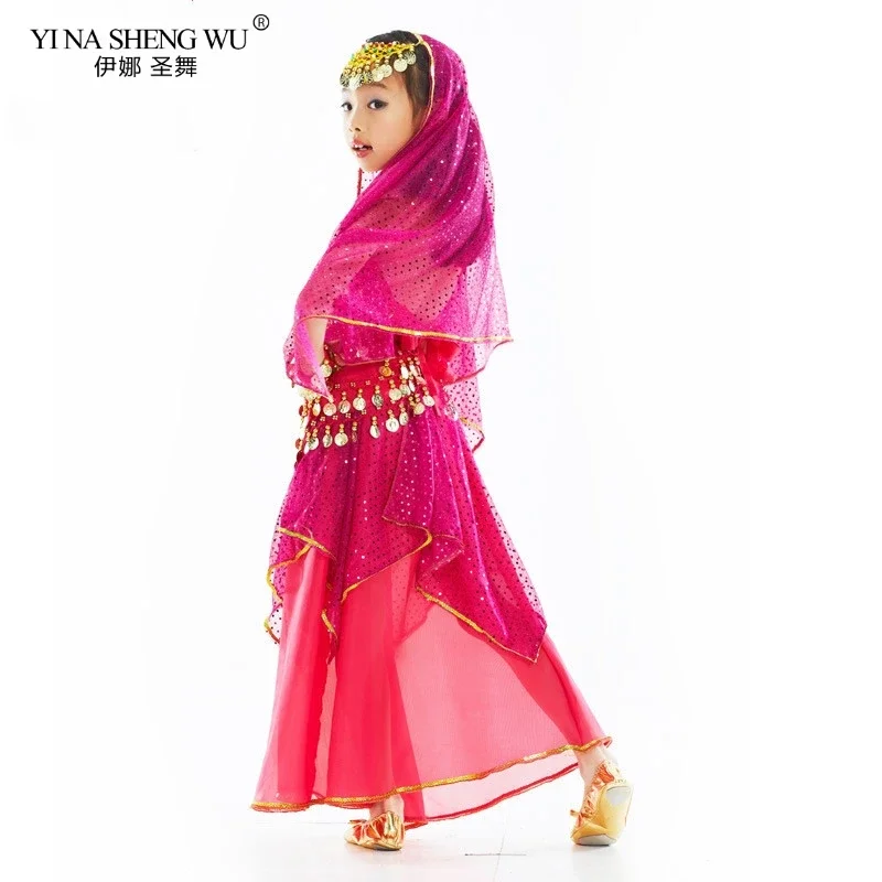 2/3/5/7 قطعة مجموعة أزياء الرقص الشرقي ملابس الرقص بوليوود الرقص أداء المنافسة دعوى الهندي للطفل الفتيات الأطفال #5