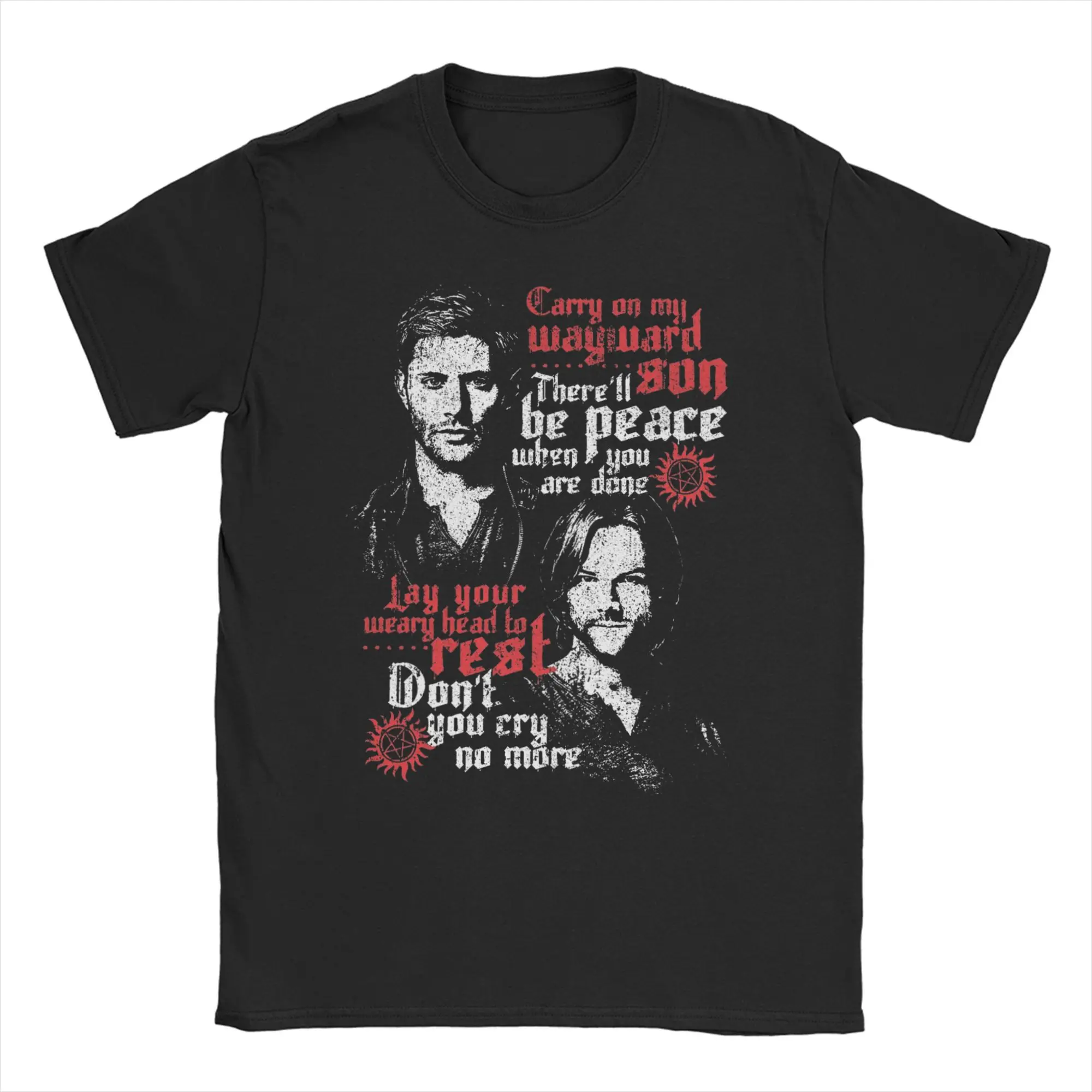 

Supernatural Cotton T-Shirt For Man Summer Hip Hop Vintage T Shirts O Neck Popular Tee Shirt Oversized Design Tops
