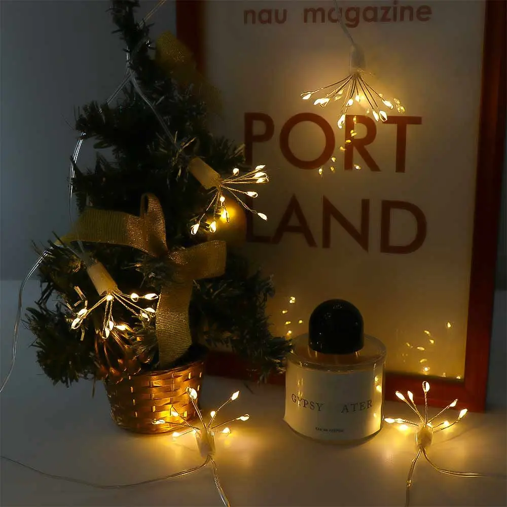 Waterproof LED Starburst Chain String Lights 8 Lighting Modes 50/100LED String Light USB/Solar Fairy Light Home