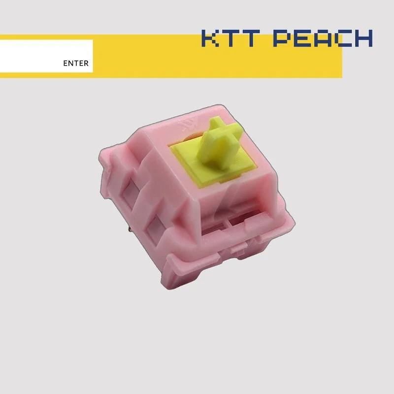 

KTT Peach Switch for Mechanical Keyboard Content Linear Pink Color 3 Pins POM Axis 45g Trigger Force Customize GK61 Anne Pro 2