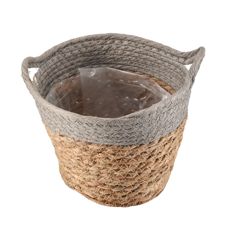 

Foldable Natural Straw Woven Flower Pot Woven Basket Flower Plant Home Decor Garden Storage Accessories