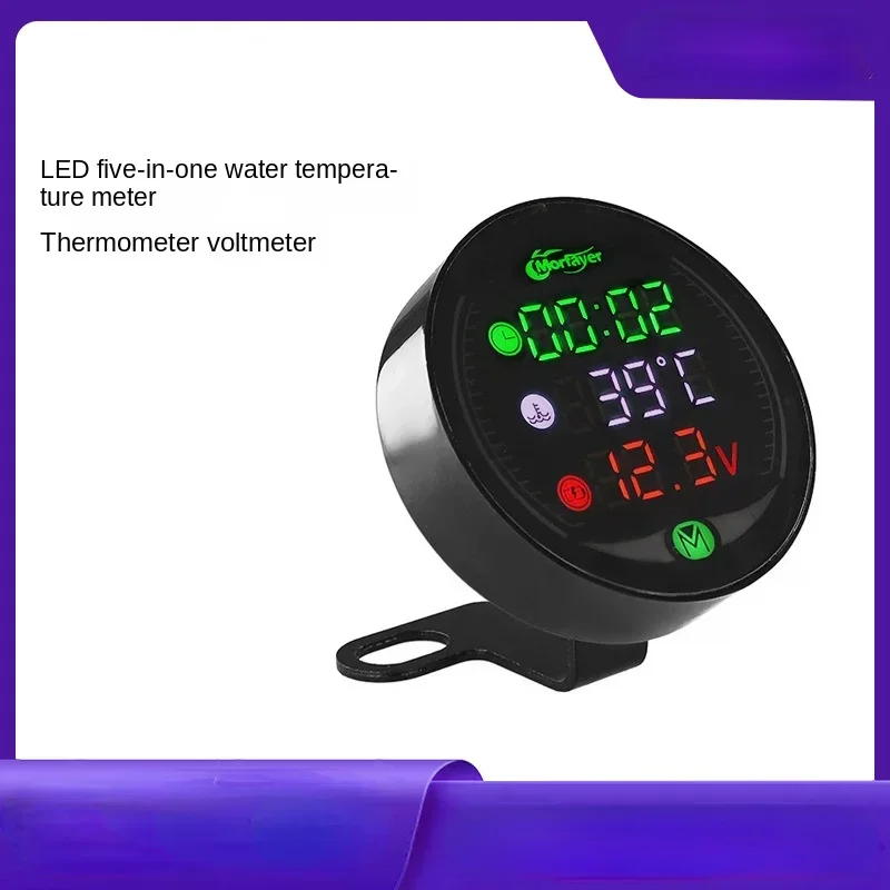 Motorcycle Modification Instrument 9-24VLed Night Vision Code Meter Temperature Meter Voltage Meter Display Voltage 5 in 1