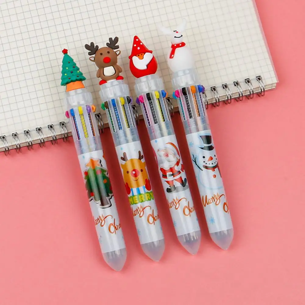 

Plastic Ballpoint Pen Cartoon Ballpoint Pen Christmas Ballpoint Pen Set Cute Cartoon Santa Claus Elk Design Gift for Kids School