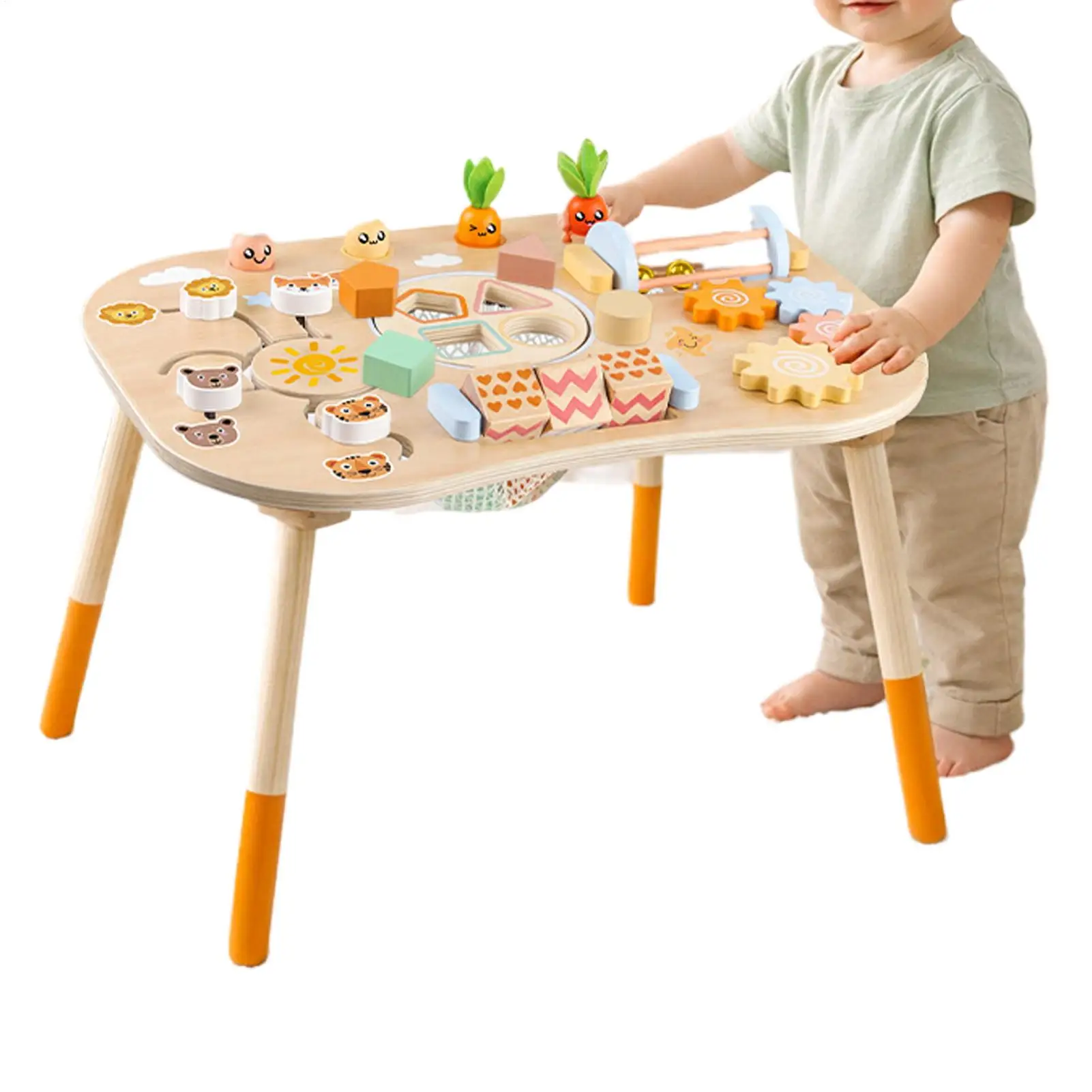 Kids Activity Table Interactive Cognitive Development Game Activity Center Sensory Play Toy for 1-3 Year Old Boys Girls