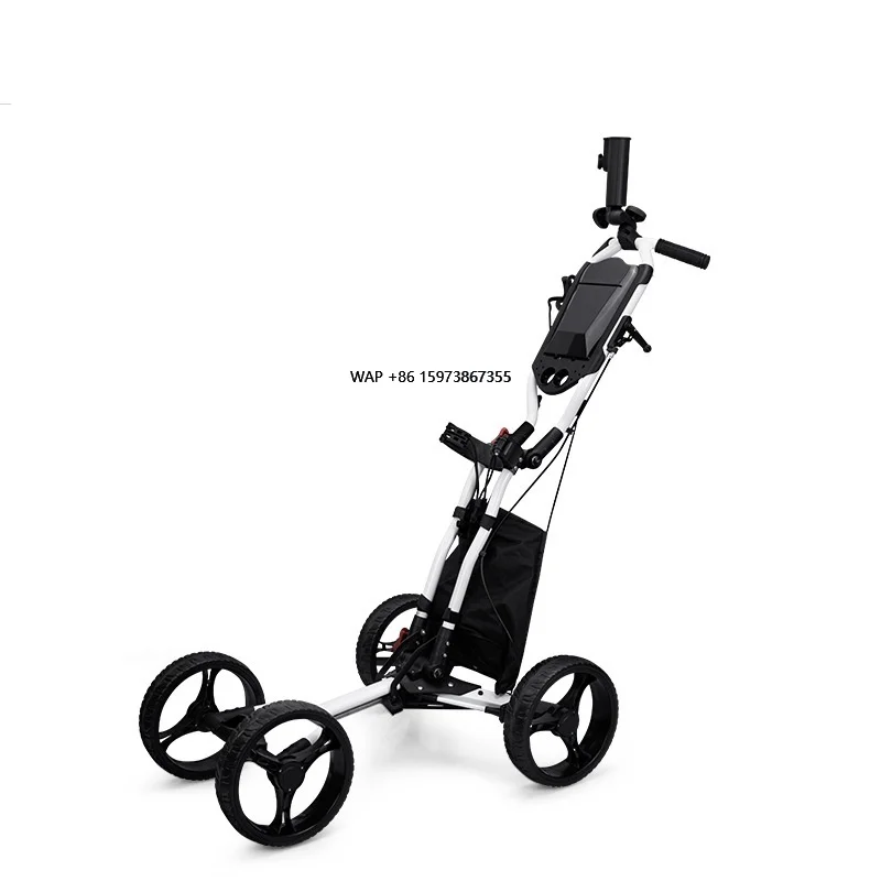

Outdoor Folding Golf Push Trolleys 4 Wheel with Manual Brake Golf Trolley Lightweight Quick Open Golf Buggy Push