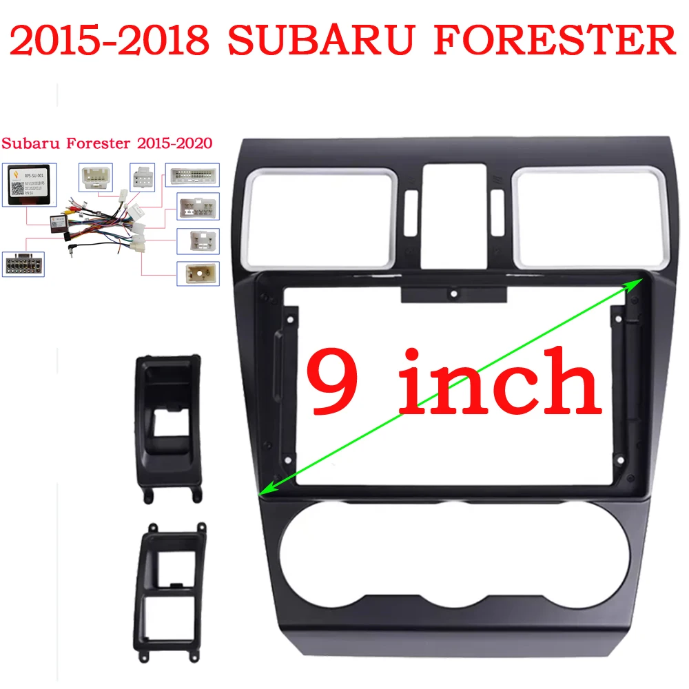 RSNAVI Car Radio Fascia For Subaru Forester 2016 2017 2018 Video Panel Player Audio Dash 2 Din Frame Dashboard Mount Kit 9 inch