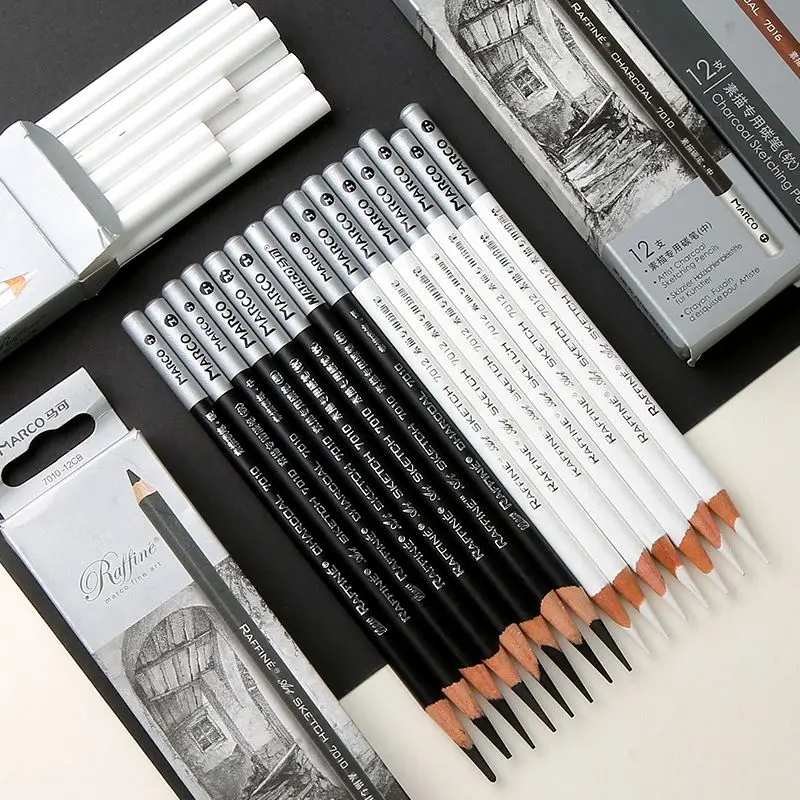 White Charcoal Pen Sketching Pencils White Black Brown Charcoal Pencils Charcoal Pencil Highlight Sketch Pencil Art Supplies