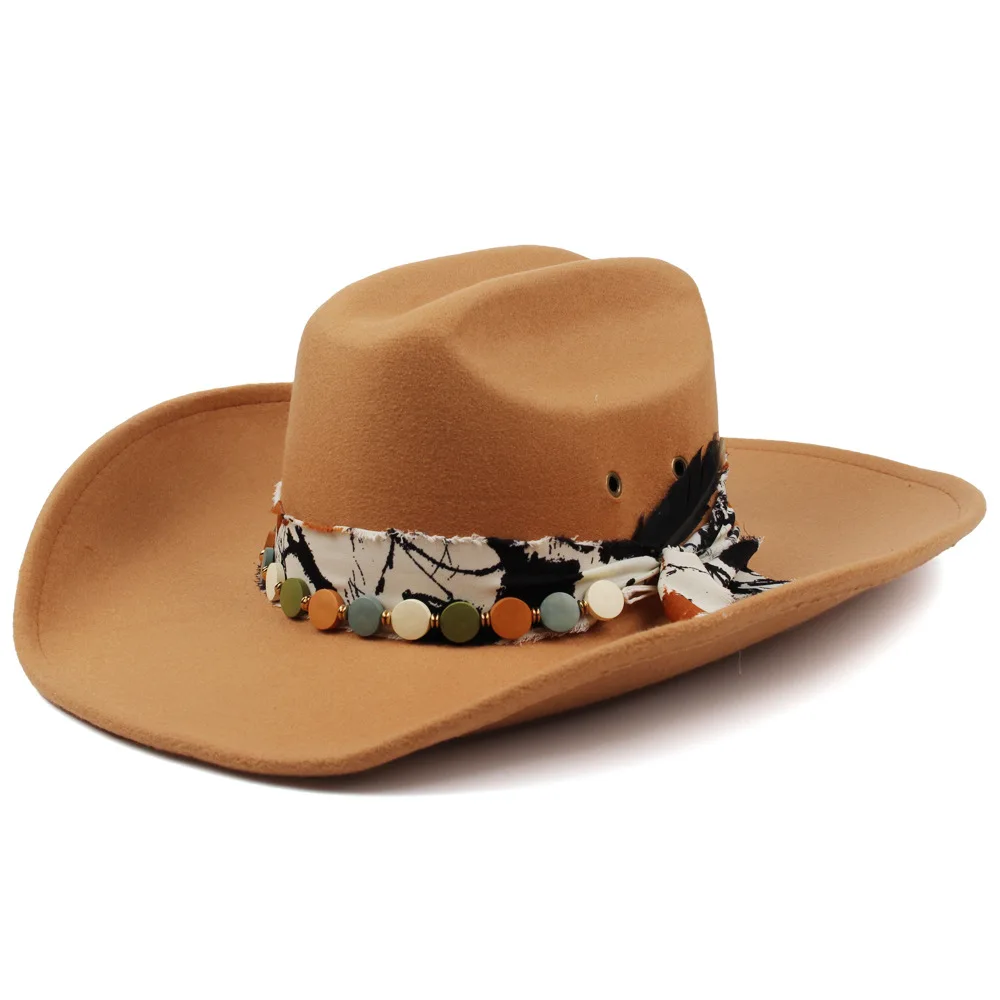 

New European And American Denim Felt Hat, Fashionable Retro Curved Brim Cowboy Hat, Street Jazz Style Autumn And Winter Hat