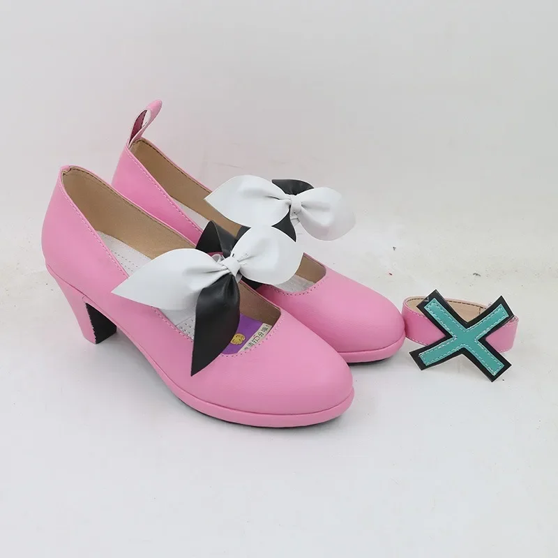 Proyecto Sekai colorido escenario hazaña Miku Otori EMU cosplay zapatos hechos a mano rosa lindo zapatos de cuero de imitación