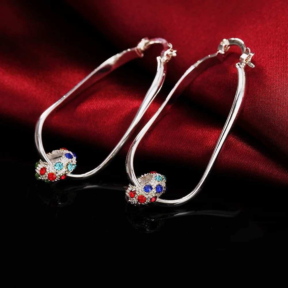 Orecchini in argento Sterling 925 per donna Charm perline di cristallo colorate orecchino a goccia gioielli di moda Lady Party regali di natale