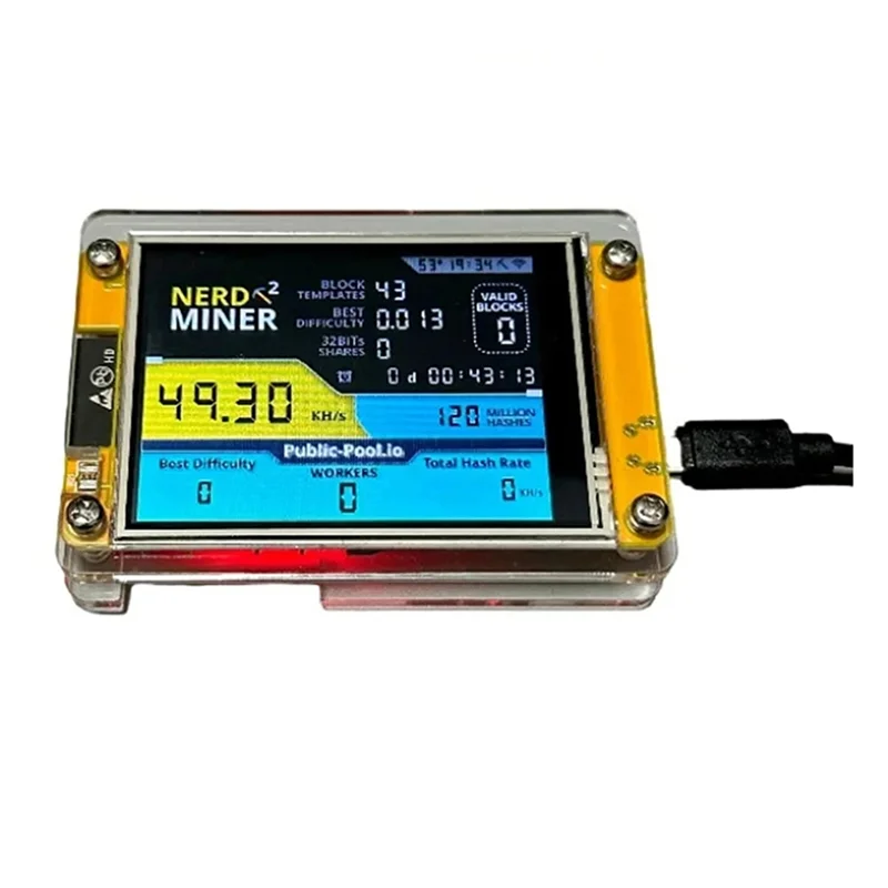 TTKK-Nuevo Nerdminer V3 2,8 pulgadas BTC solo lotería Nerd Miner Crypto Bitcoin Miner solo máquina de minería