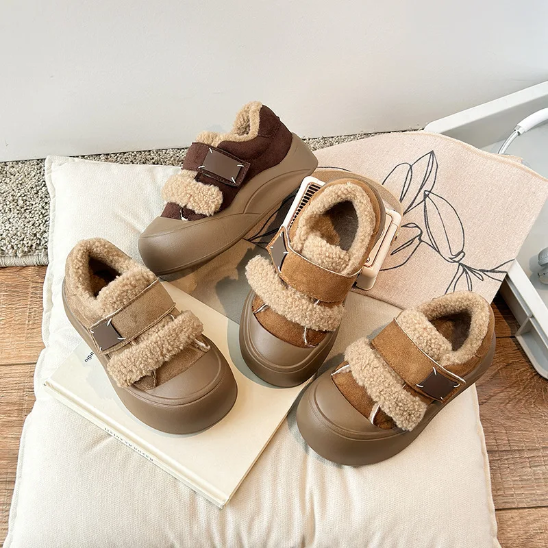 Kids'Casual Shoes PU Leather Winter Fashion Outdoor Soft Bottom Shoes Children Warm Anti-slip Yellow Brown Khaki Size 26-34