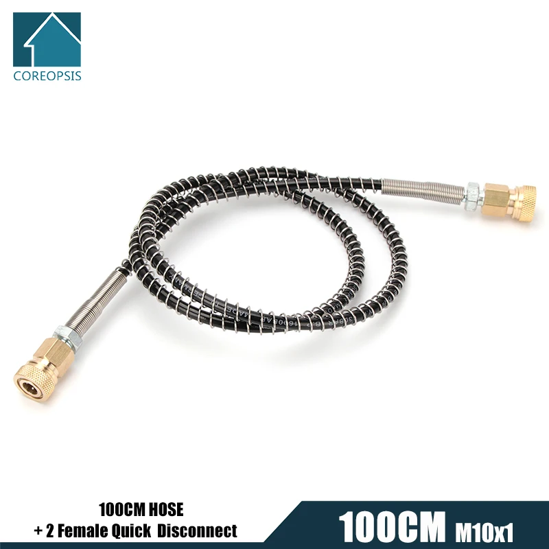 

100cm High-Pressure Nylon Hose with M10x1 Thread Quick Connect Couplings 40Mpa PCP Pneumatics Air Refilling with Spring Wrapped