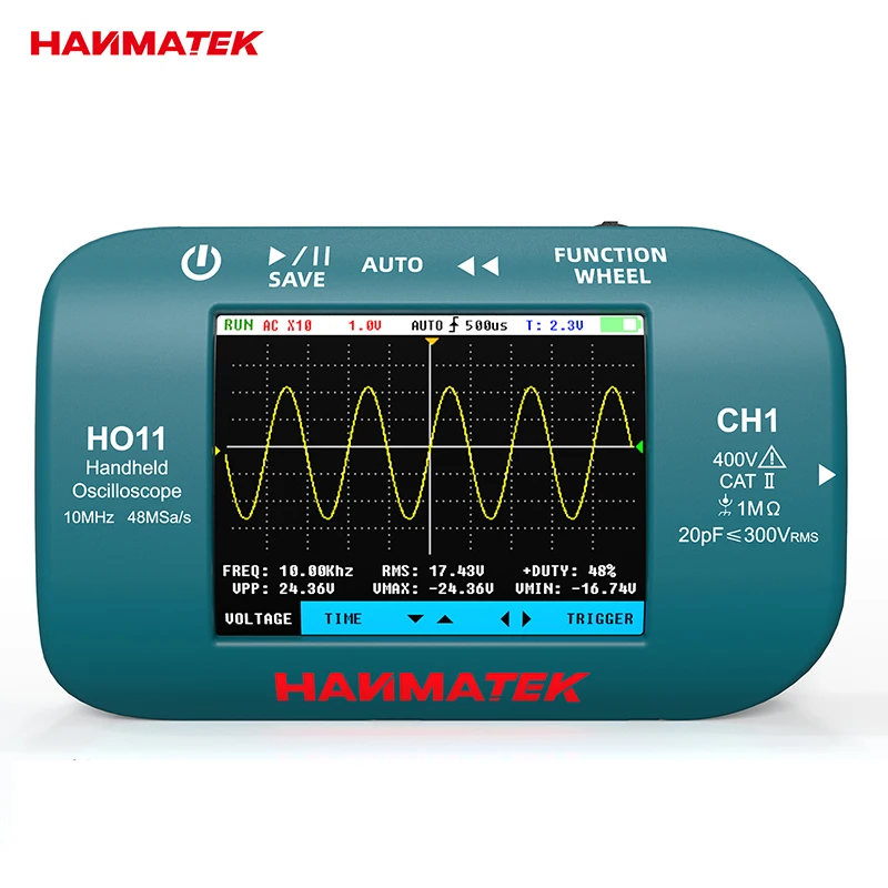 Hanmatek Digital Oscilloscope 10MhZ Bandwidth 48Sa/s Display Sampling Rate Mini Handheld Oscilloscope With 2.8-inch TFT Screen