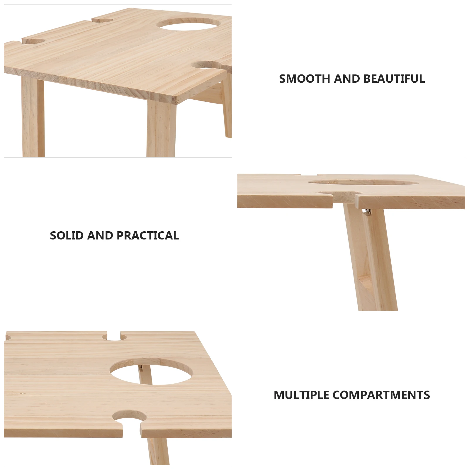 

Foldable Picnic Snack Wooden Desk Portable Serving Desk Table Outdoor Square Table Camping Garden Furniture