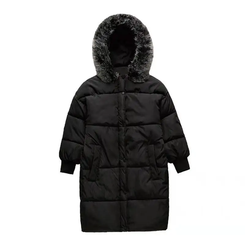 Winter Jacket Women Parka Warm Down Cotton Coats Female Loose Hooded Long SleeveThicken Oversize Women Winter Coat Padded Black