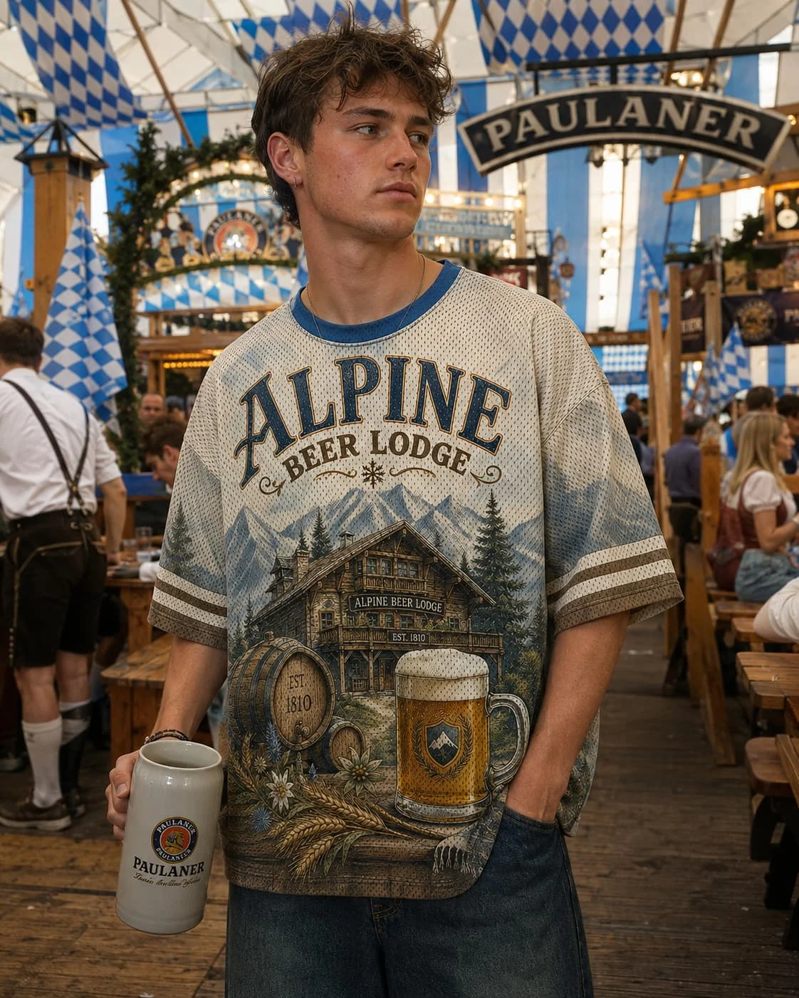 Munich Beer Bear Alpine Snow Peak Lager Casual Streetwear Women's Tshirt Unisex Tee Top Short Sleeve Quick drying Men's T shirt