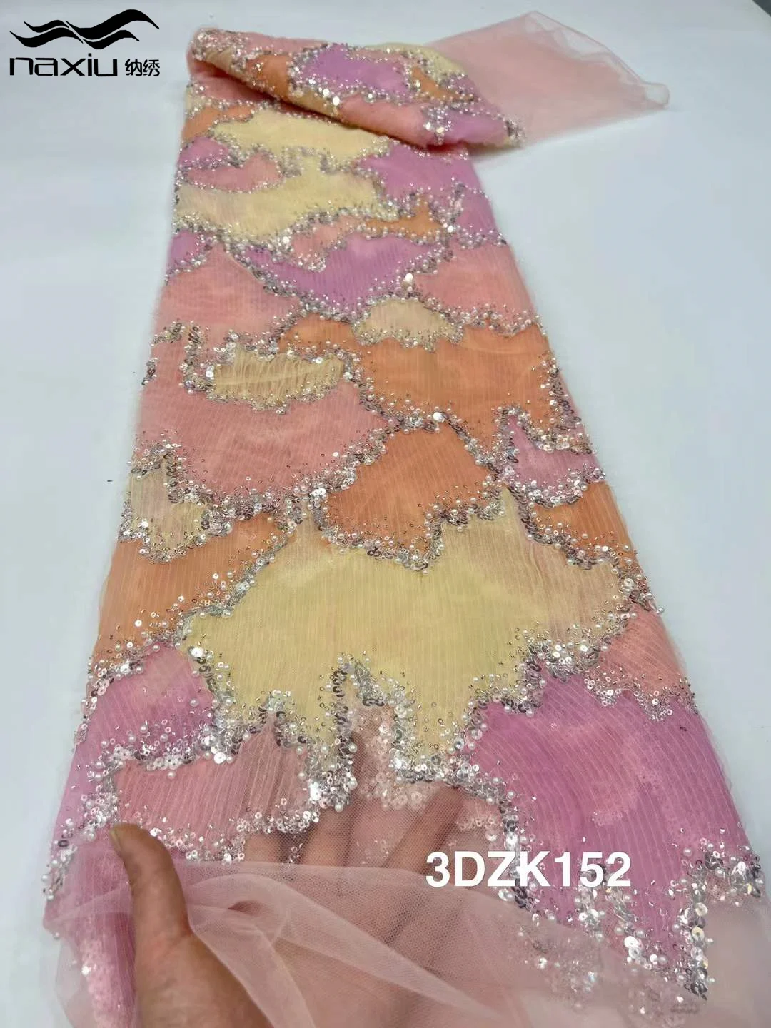 

Madison 5 Yards African Sequins Beads Groom Tulle lace Fabric 2025 High Quality Embroidery French Tulle Lace For Wedding Dress