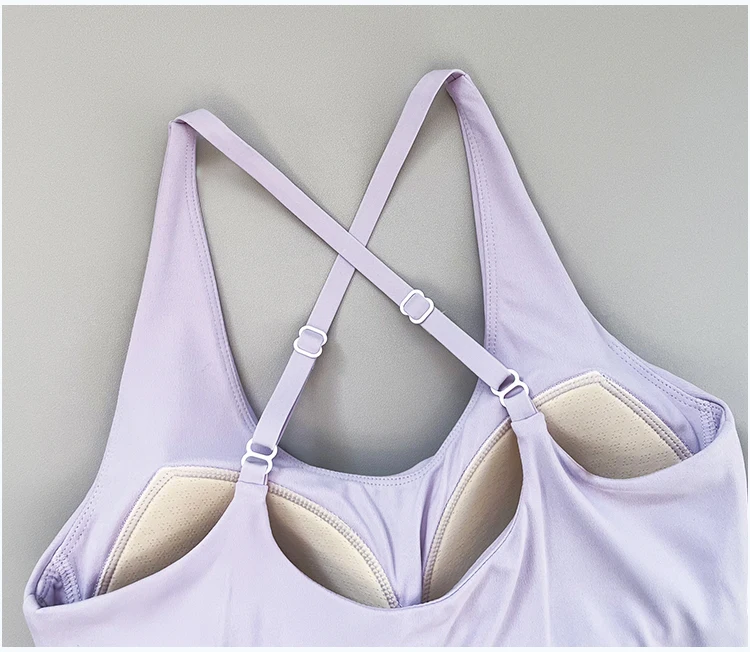 Neuer schmal geschnittener Schultergurt, hängender Nackengurt, schöner Rücken-Sporttop, Damen-Einteiler-Fixier-Yoga-Top, Fitness-BH – Detail 4