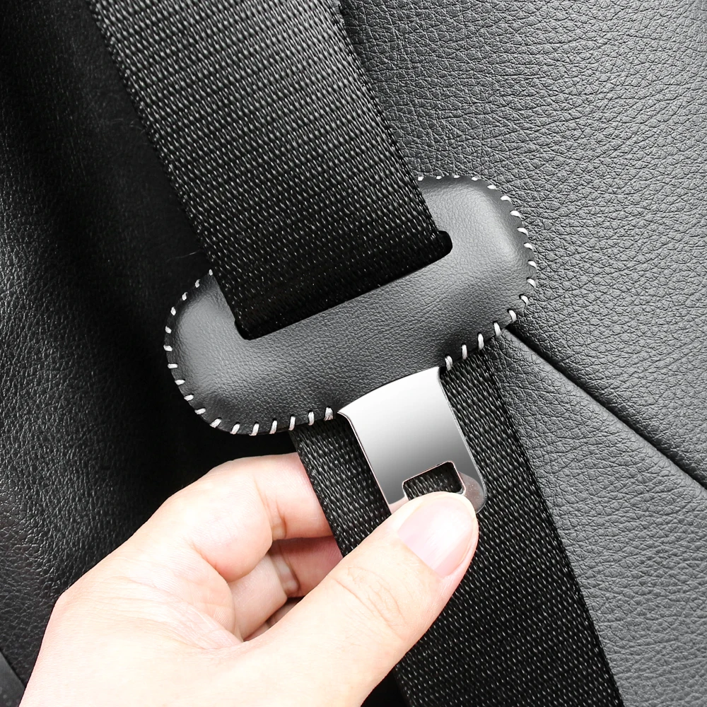 Universal Car Seat Belt Buckle Clip Protector leather Interior Button Case Anti-Scratch Cover Safety Accessories