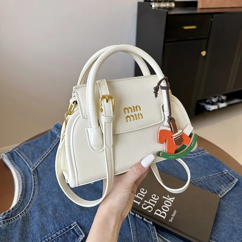 

2025 Designer Bowling Bag, Luxury Vintage Shoulder Bag for Women, Premium Leather Top-Handle Purse, Chic Casual Crossbody Bag