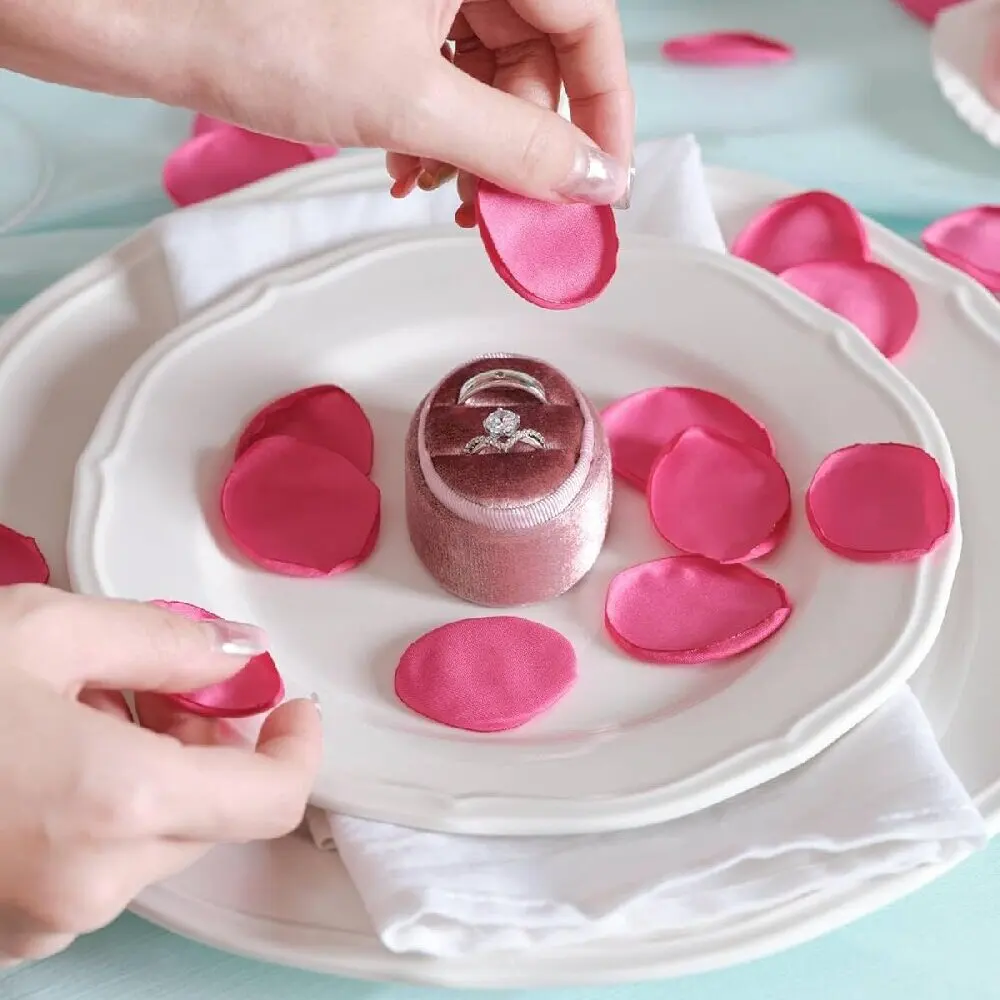 200 Uds. Pétalos de flores de seda rosa intenso para boda, pétalos de rosa para decoración de aniversarios y fiestas, despedidas de soltera, Peta de niña de las flores