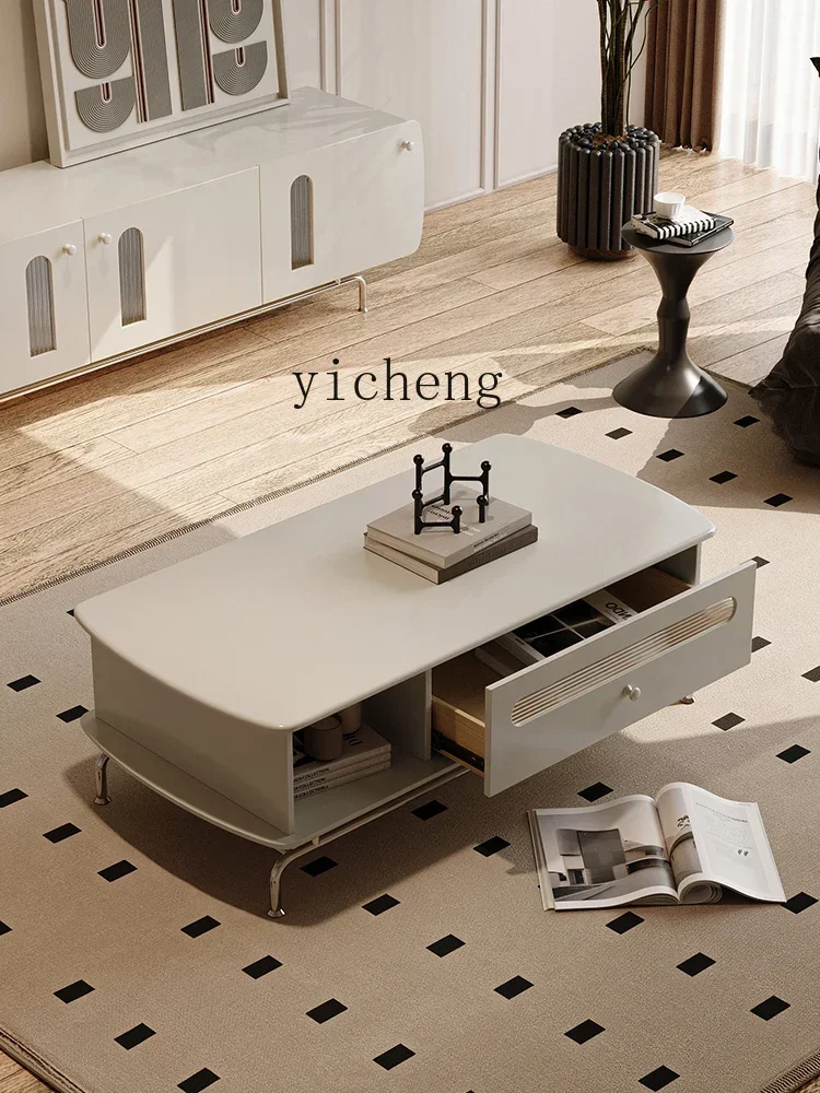 v2 Cream TV Cabinet Modern Minimalist Living Room Home Coffee Table TV Cabinet