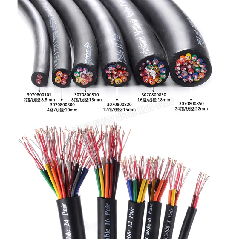 

1-10m 2/4/8/12/16/24 Way Copper Multi-Core Cable Audio Signal Stage LED Engineering Cable Channel Rainbow Cable