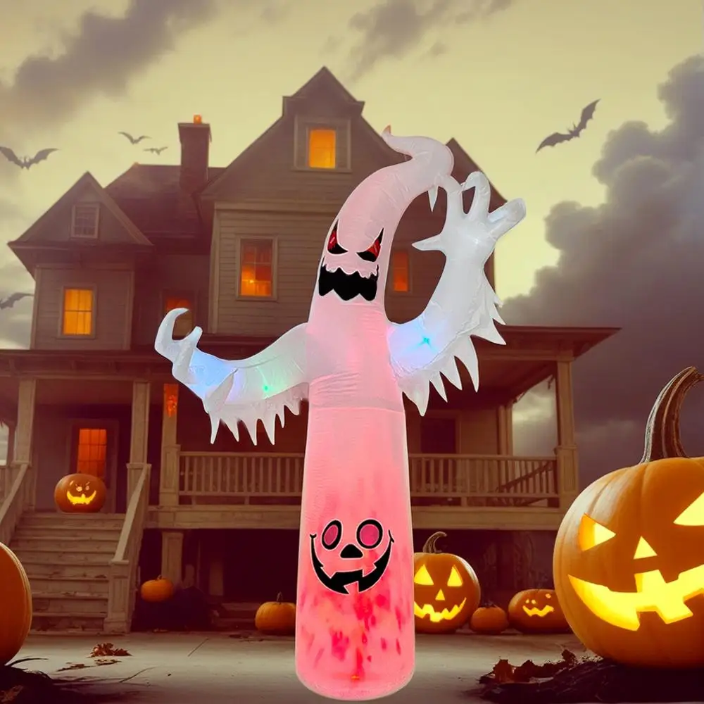 

7.87FT/2.4M Halloween Inflation Toy Built-in Led Light Flame Outdoor Home Decorations Indoor Festival White Courtyard Prop S8N0
