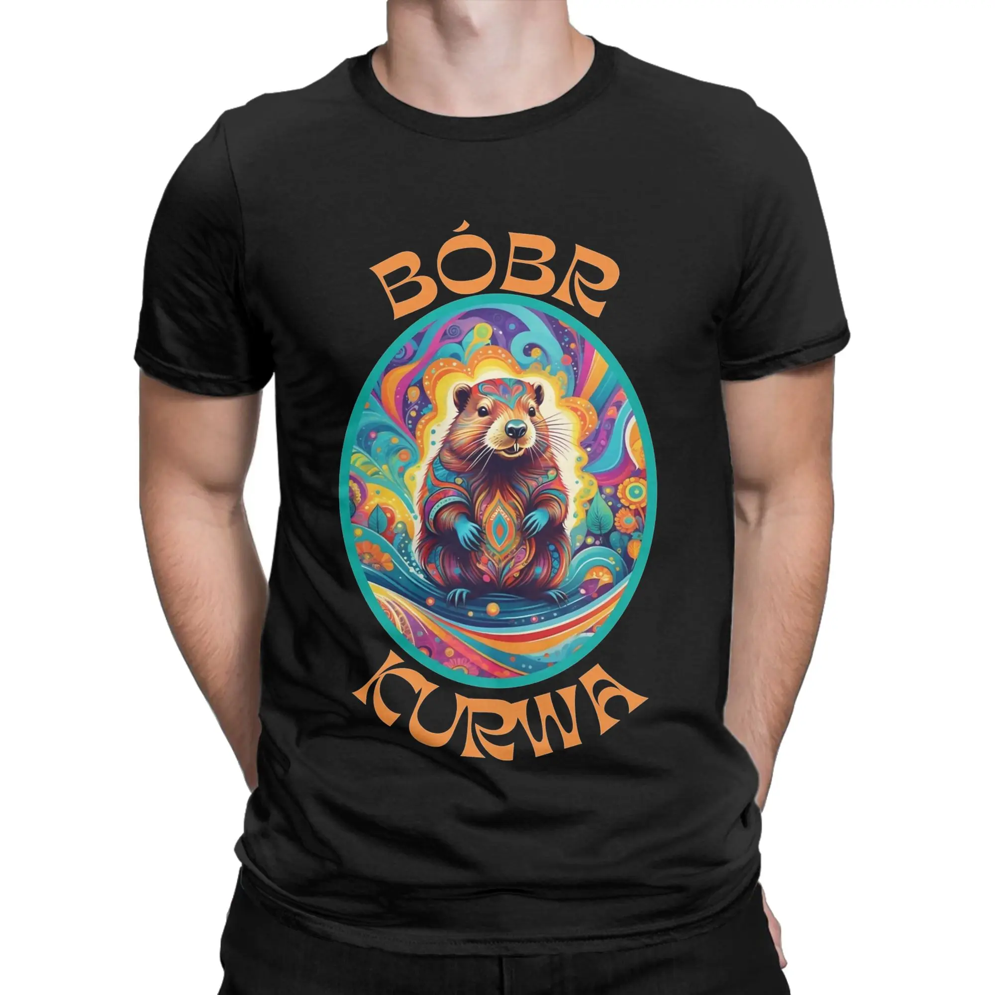 Camisetas psicodélicas Bobr Kurwa para homens e mulheres, camiseta de algodão inovadora Bober, gola redonda, manga curta, roupas plus size