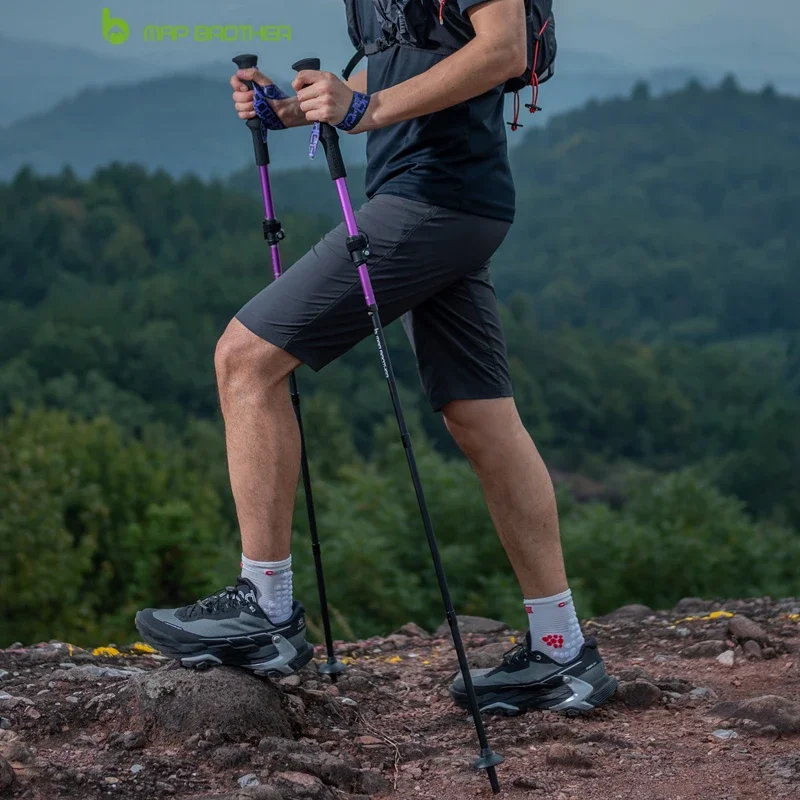 MAP BROTHER M3030 Lightweight Folding Collapsible Quick Lock Trekking Pole Hiking Trail Running Walking Stick Aluminum Alloy