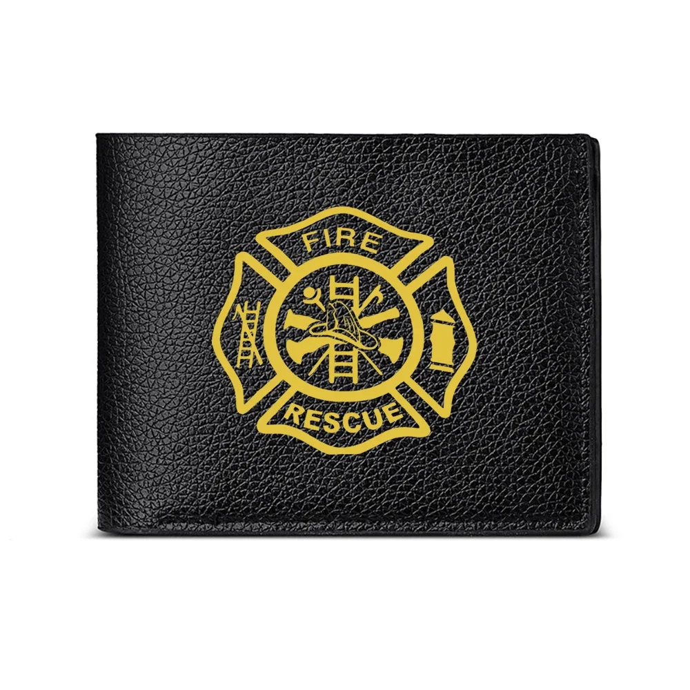 Fire Rescue Emblem Men's Wallet Card Holder Casual Business Fashion Print Design