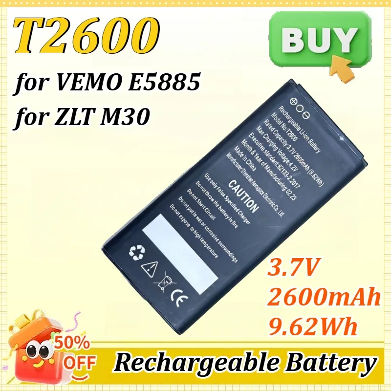 

T2600 3.7V 2600mAh 9.62Wh for VEMO E5885 4G for LTE WIFI Router Battery Plate for ZLT M30 Lithium Battery Compact and Portable