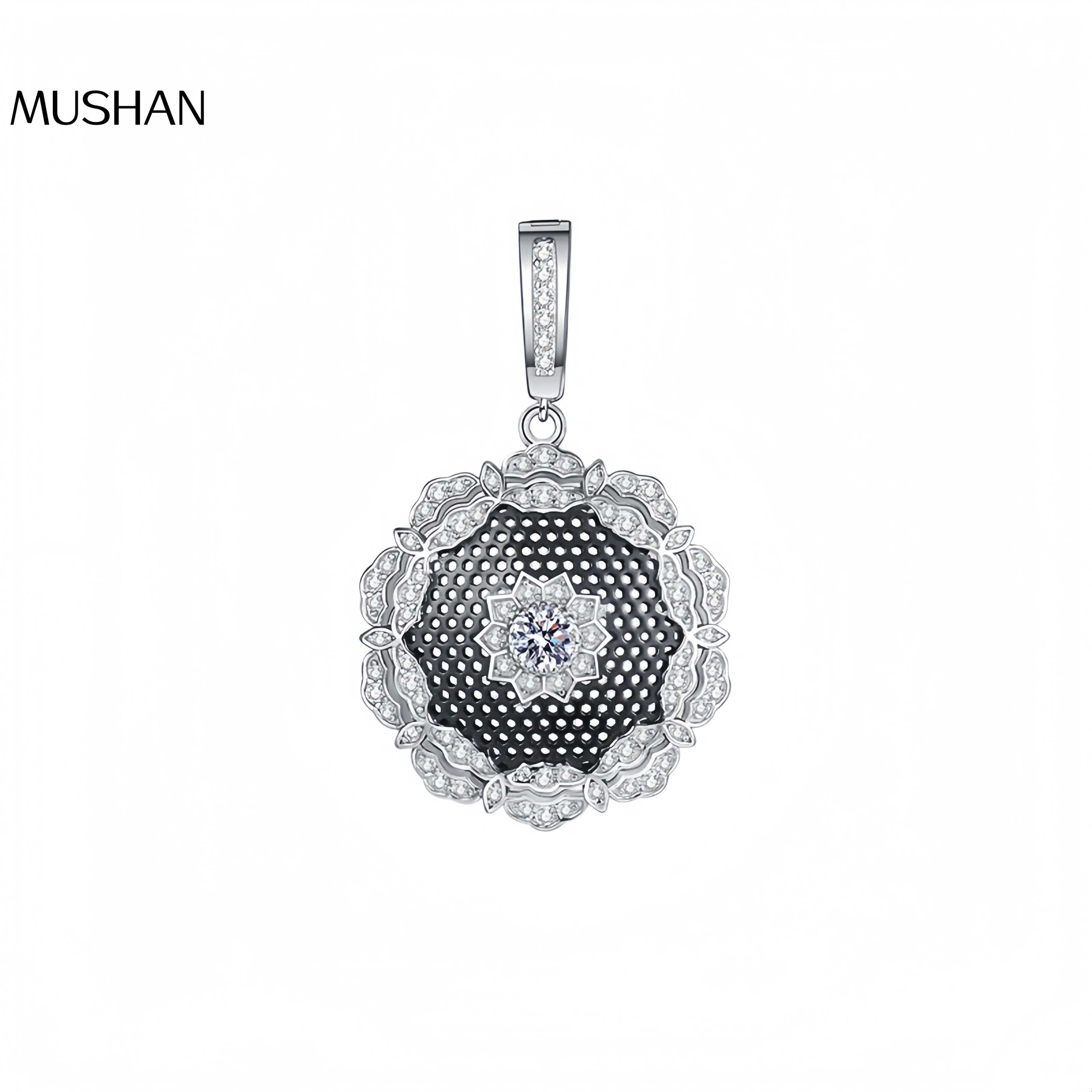 

Роскошный бренд Mushan из стерлингового серебра S925, кружевной ретро-подвеской в форме сот сотовой формы с сверкающими бриллиантами, итальянский высококачественный кулон