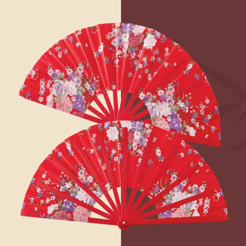 33cm Chinese Tai Chi Yoga Fan Plastic Bone 10 Colors Ancient Style Fan Dance Performance Fans