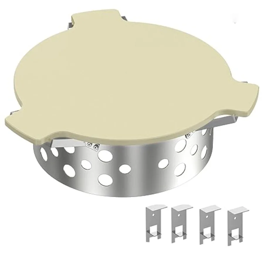 

Charcoal Heat Controller for 22"/26" Kettle Grills Stainless Steel BBQ Smoking Gilling Kit with Ceramic Heat Deflector Plate -