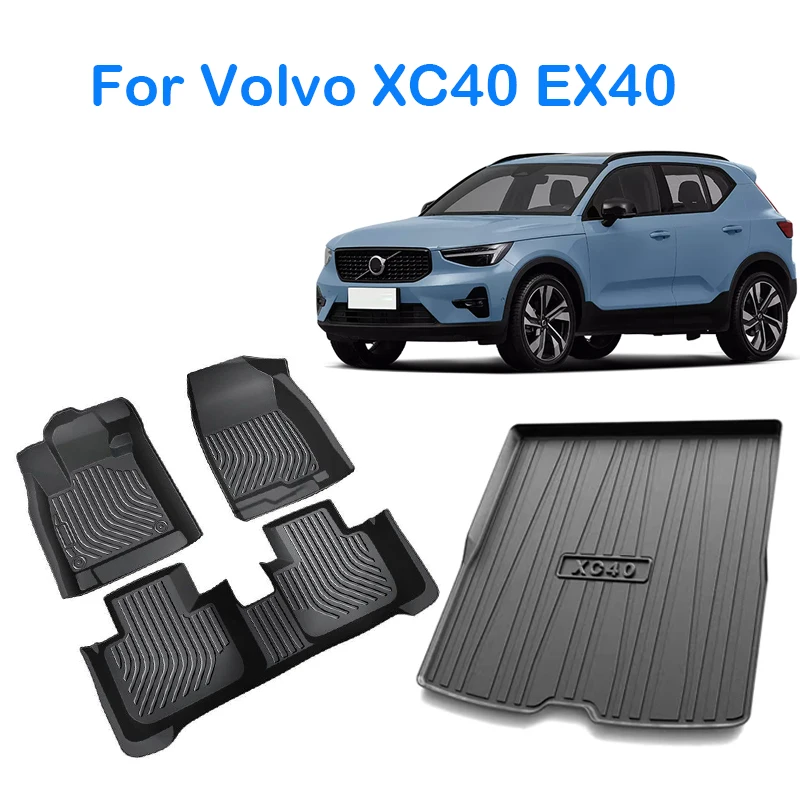 Car Floor Mats For Volvo XC40 EX40 2024 2020-2025 Cargo Liner Mat Non-slip Waterproof Foot Pad LHD TPE Car Carpets Accessories