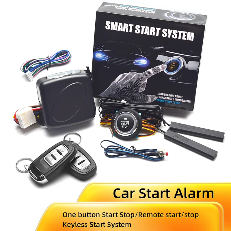 Universal Car Start Alarm Burglar Systems Engine Push Start Stop Button Anti-theft Keyless Entry System with Remote Controller