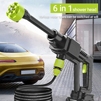 Cordless Pressure Washer 300W Handheld High Power Car Cleaner 6-in-1 Nozzle with 2 Rechargeable Batteries for Vehicle Floor