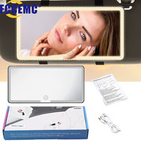 Car Sun Visor Makeup Mirror Carbon Fiber Pattern Rechargeable Touch Sensor Cosmetic Mirror Large Screen Fill Light Vanity Mirror
