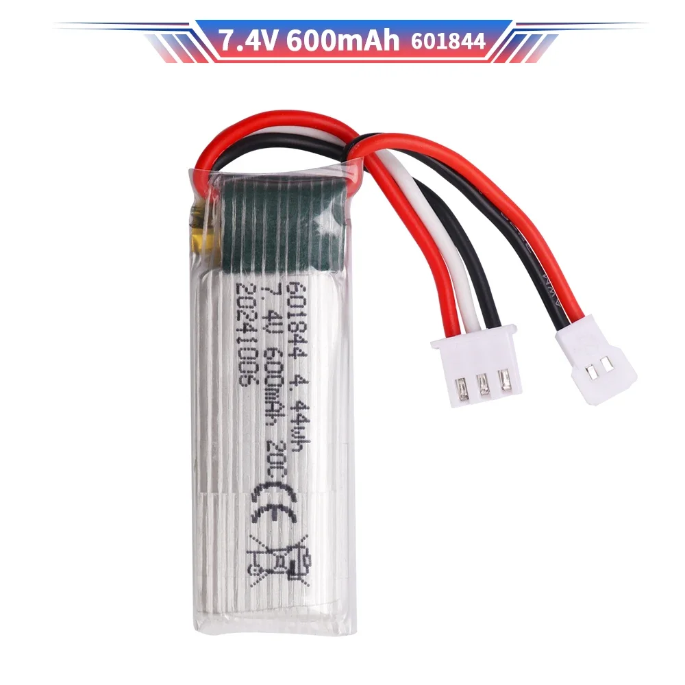 601844 7.4 فولت 600 مللي أمبير بطارية مع كابل شحن ل WLToys F959 XK DHC-2 A600 A700 A800 A430 RC طائرة RTF قطع الغيار البطارية