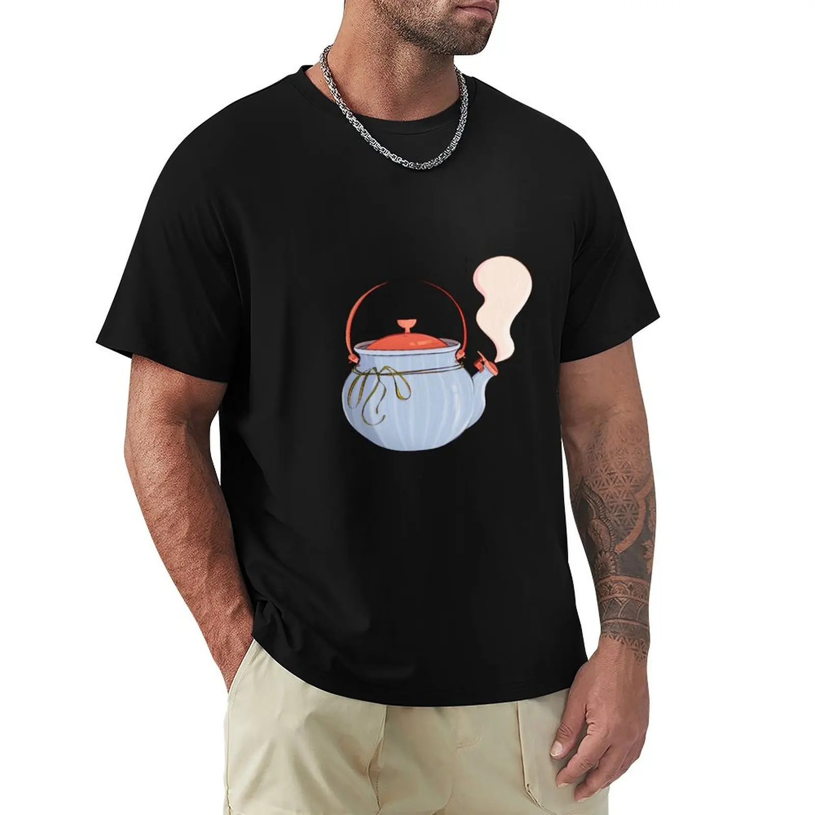 Cozy Kettle Illustration T-Shirt Work Wear Simple Tee Shirt
