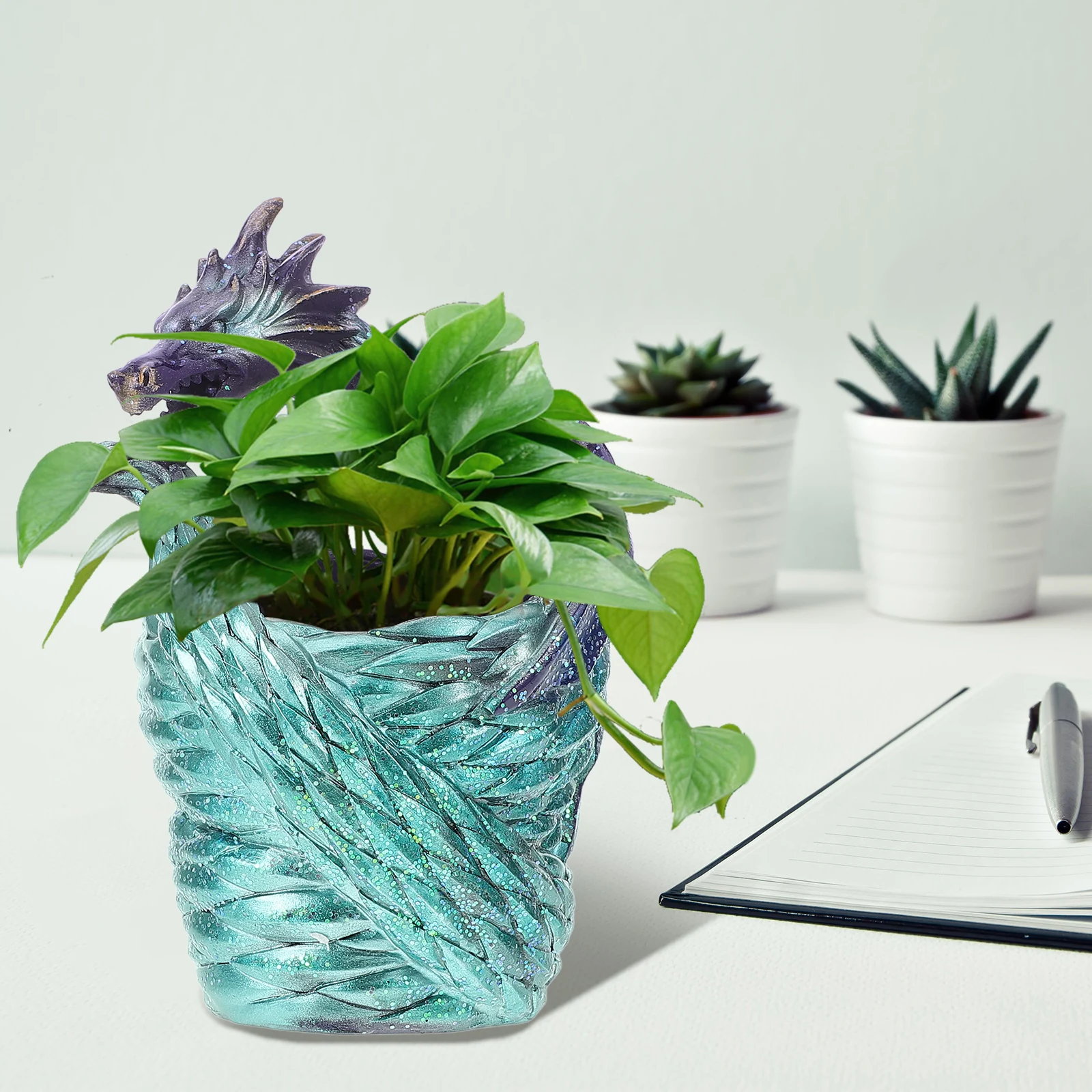

Dragon Shaped Succulent Planter Resin Flower Pot Garden Decor For Indoor Outdoor Plants Home Office Desk Decoration