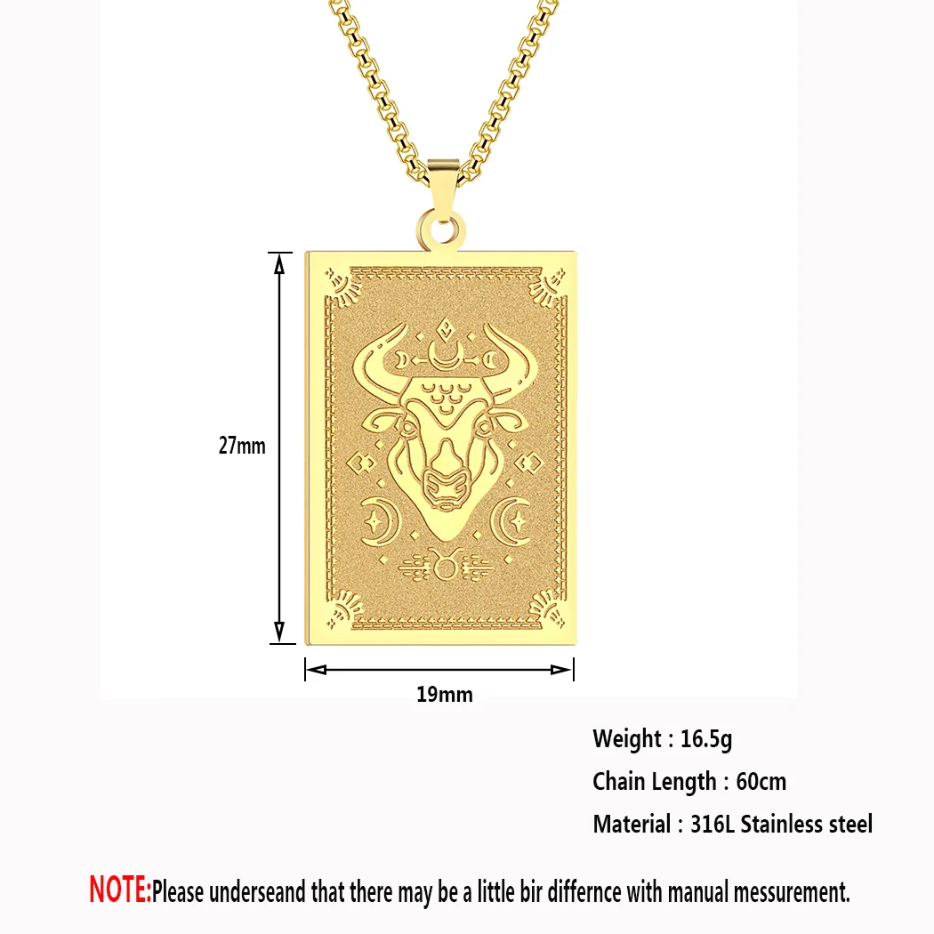 Kinitial Stainless Steel Zodiac Sign Necklace Stainless Steel Jewelry 12 Constellation Taurus Pendant Necklace Women Collar