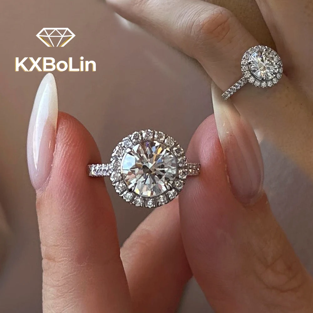 

Кольцо для помолвки с круглым бриллиантом из муассанита 0,5-3 карата с огранкой «Хало» и сертификатом, серебро S925, юбилейное кольцо для женщин