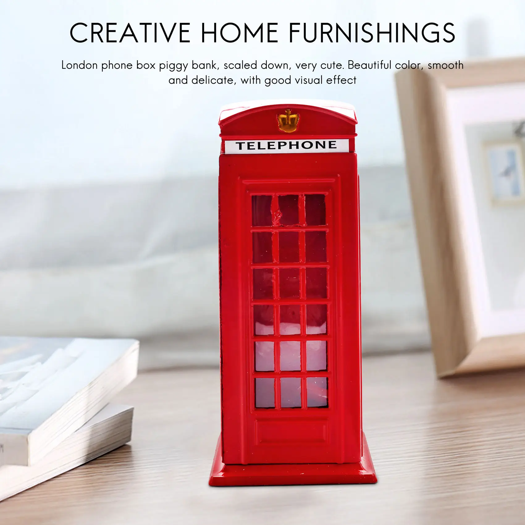 MAKE-Metal rouge britannique anglais londres cabine téléphonique banque banque de pièces de monnaie Pot d'épargne tirelire rouge cabine de téléphone boîte 140X60x60mm