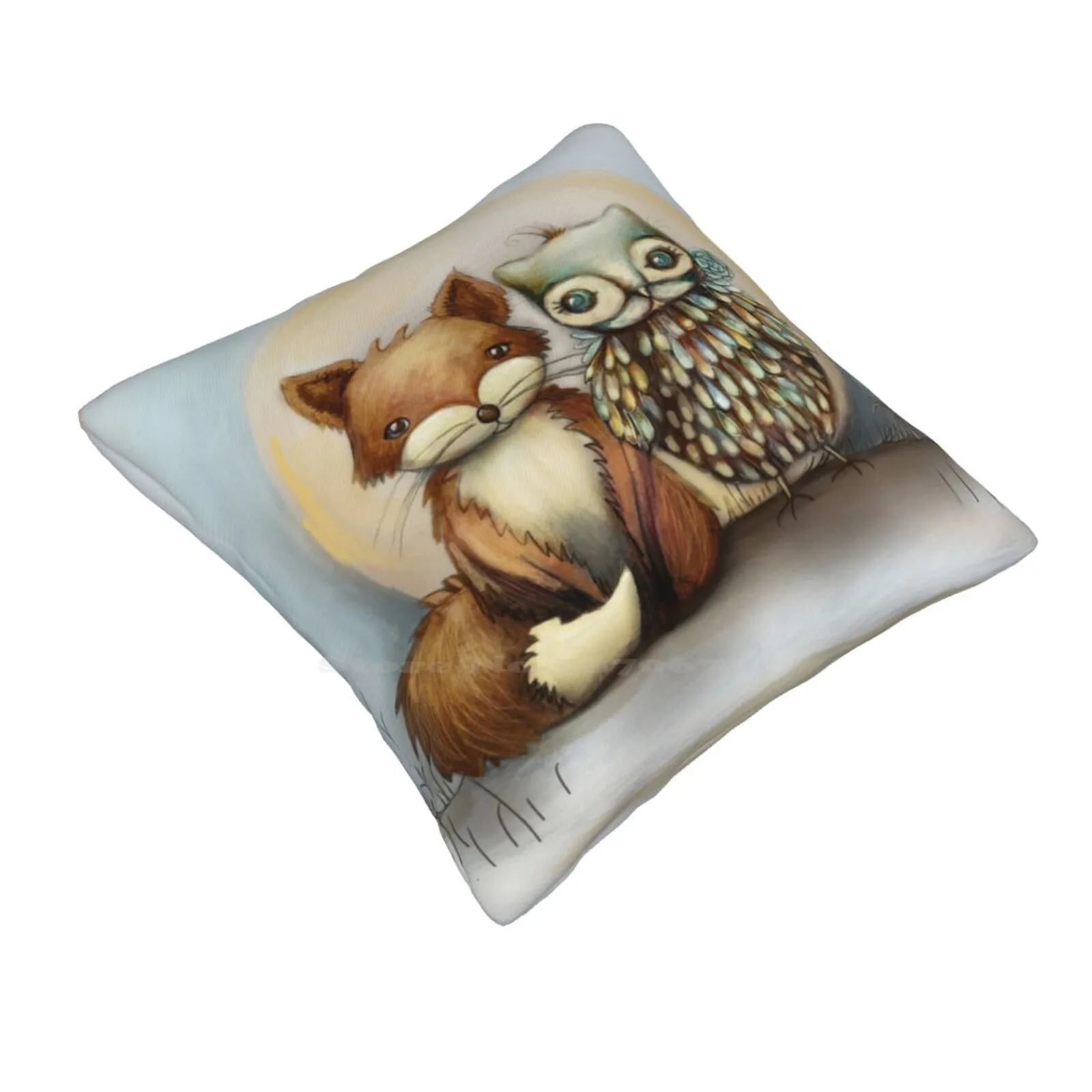 Fox And Owl Home Sofa Car Waist Throw Pillowcase Fox And Owl Karin Taylor Foxes Owls Birds Animals Weddings Marriage Engagement