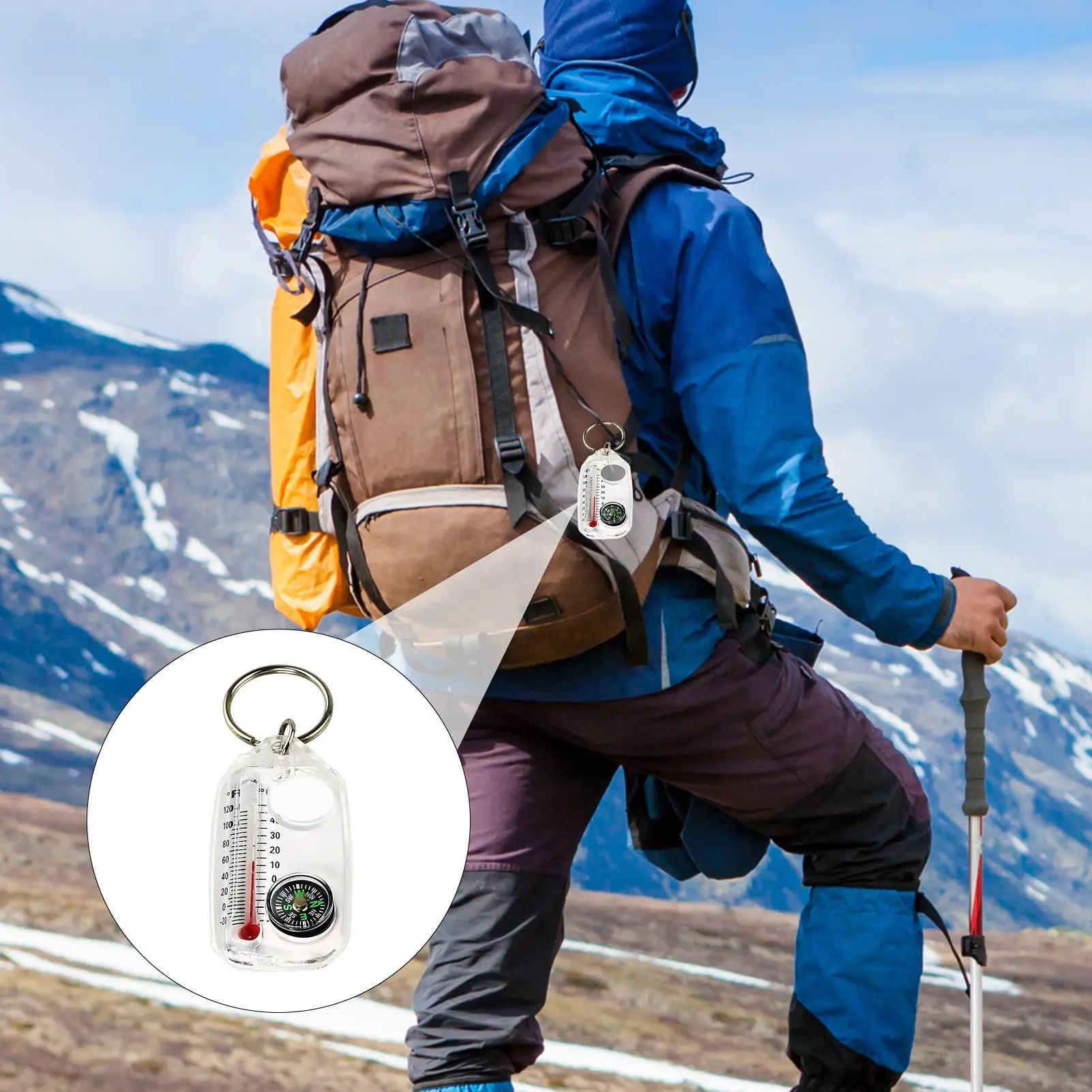 Mini Compass Keychain With Carabiner Portable Hiking Survival Navigation Tool Outdoor Camping Backpacking Accessories